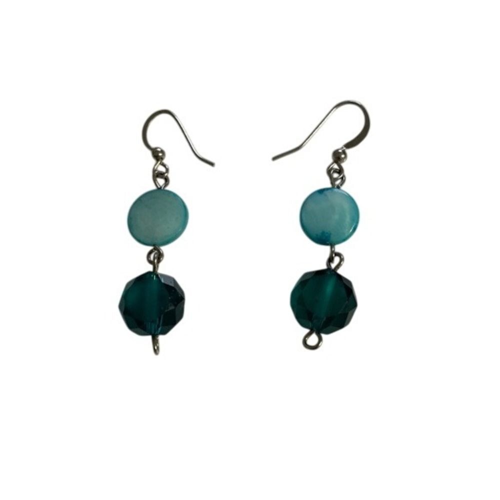 Teal Bead Drop Earrings | Minimalist Dangle Jewelry | Blue‑Green Teardrop Aesthe